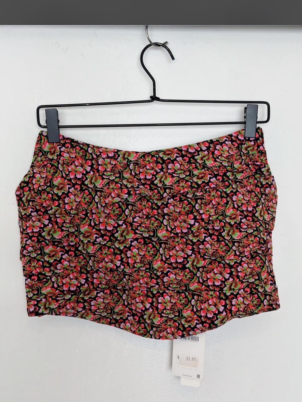 Zara Floral Multicolor Crop Top - Pink, Green, Black